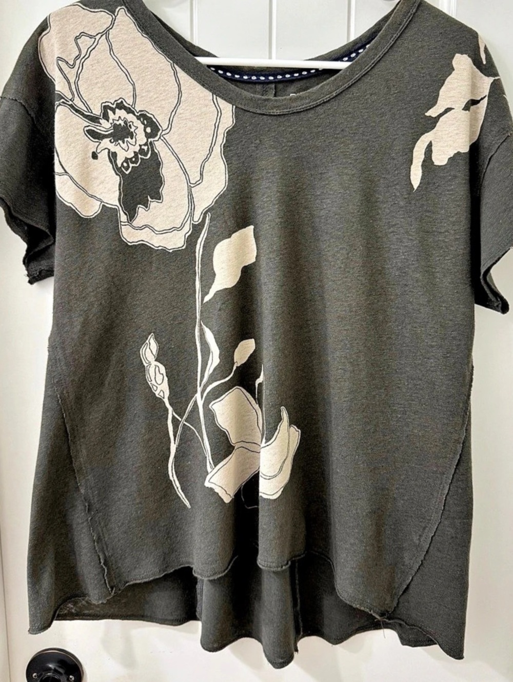 Anthropologie Pilcro Floral Cotton-Linen Oversized Sustainable Swing Tee (XS)